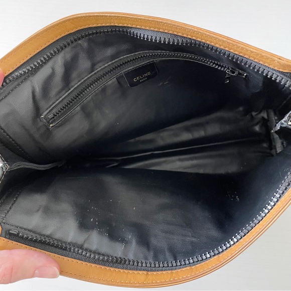 Celine black and tan nappa leather vintage clutch bag - Picture 7 of 10